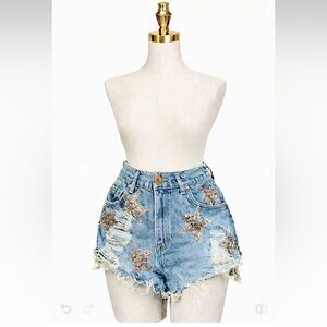❤️ Sequin Vintage Levi fringe shorts